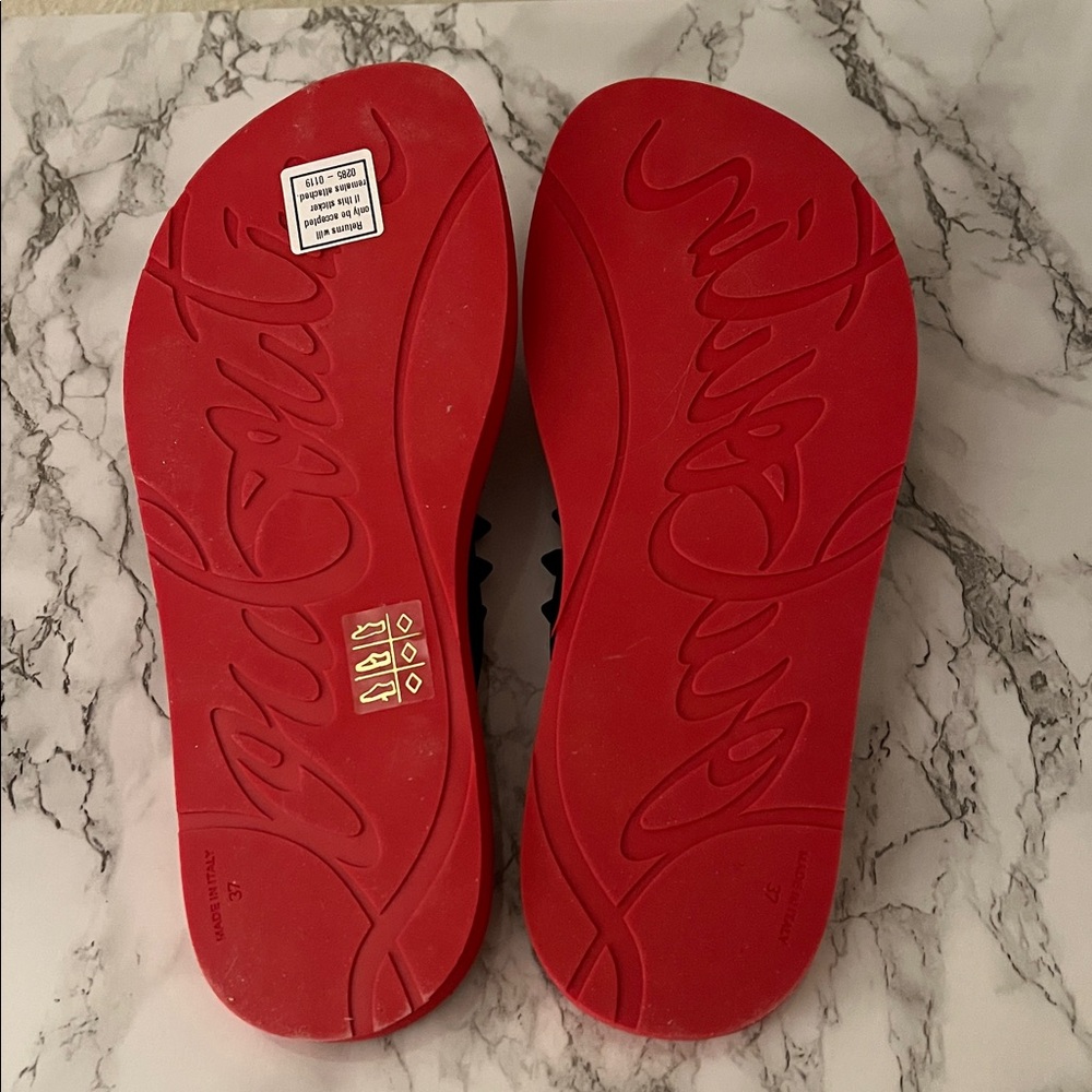 Christian Louboutin Size 7 Studded Red and Black Women's Flip Flops New no Tags - Picture 5 of 5